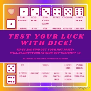 Test your luck 1 die 5 2 die 10 5 1 prize 10 2 prizes the rules of the part 1