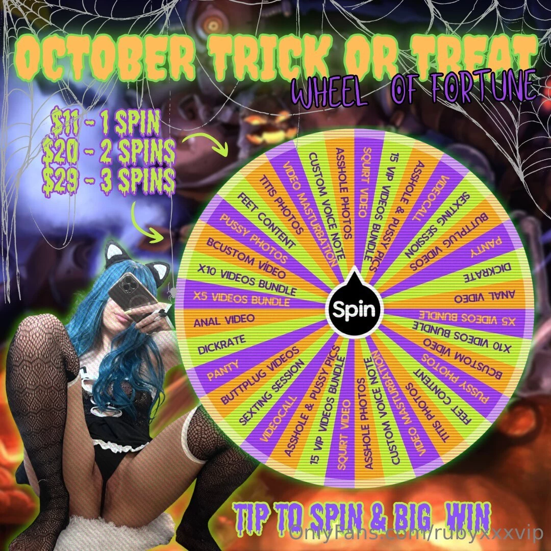 October trick nbsp or nbsp treat wheel 1 spin 11 2 spins 20 3 spins 29 