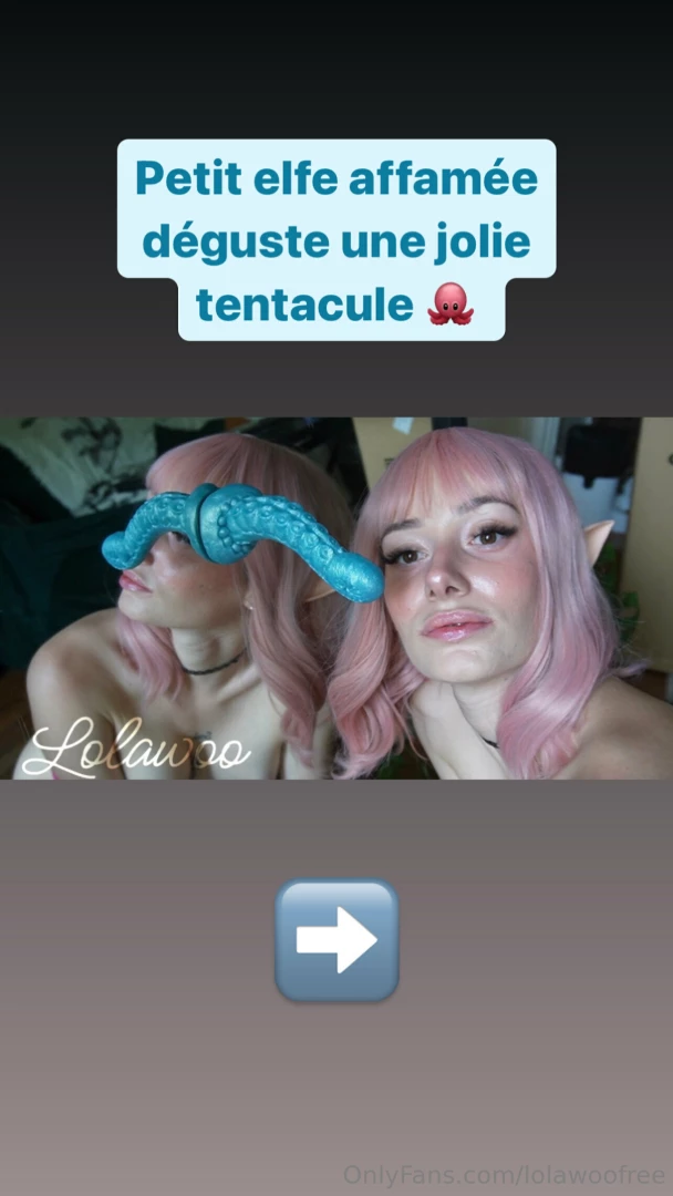 Little elf sucks a tentacle it goes inside her throat 