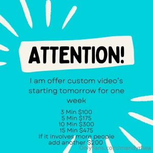 Starting tomorrow for one week i will be opening up video calls and