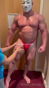 On my knees worshiping themaskedbodybuilder