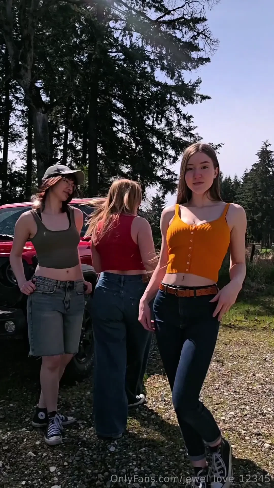 It was such a warm day that even these jeans and tank tops were too 