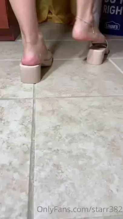 Taking off my heels and shorts 