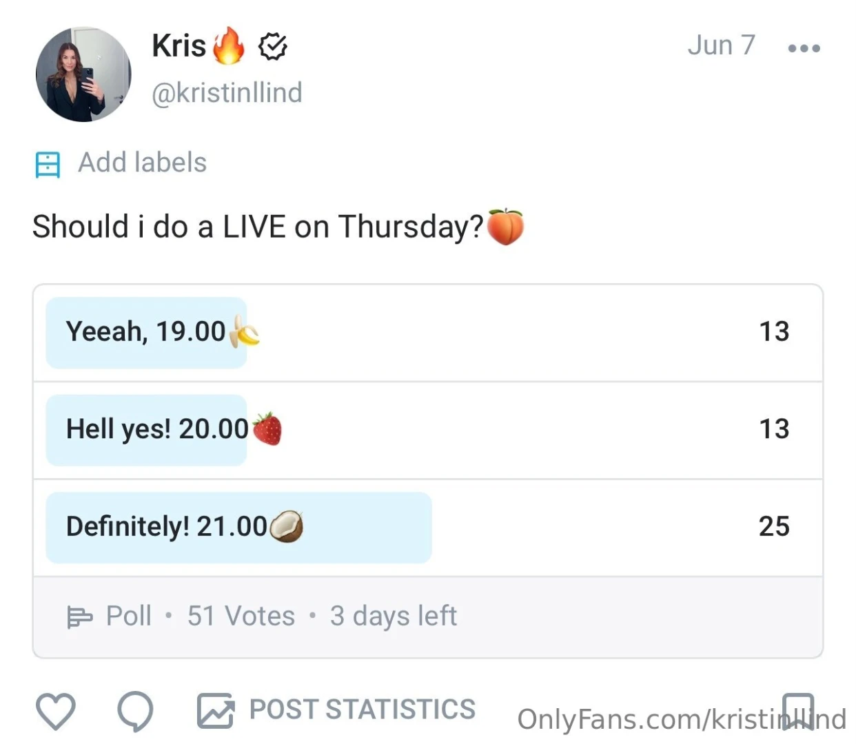 Live tomorrow thursday cant wait to talk to you 
