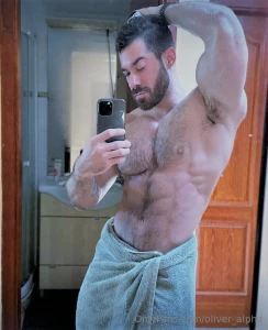 Fresh out the shower flexed and dripping towel s barely hanging on