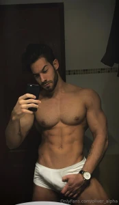 Half naked in the mirror hand wrapped around this thick hard cock in