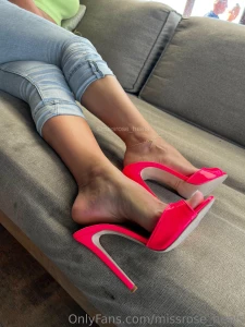 Do you like my neon pink mules part 5