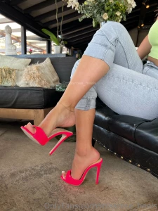 Do you like my neon pink mules part 6