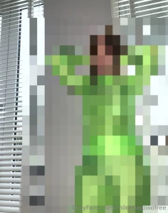 Fully in shiny but almost seethru spandex what do you think