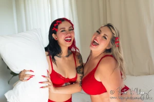 Wanna have a pillow fight with us we can get a little freaky in the