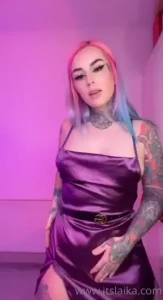 My slinky dress slips off nice and easy for you