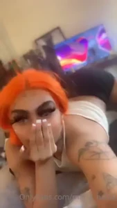 I look sexy bent over with my orange hair part 8