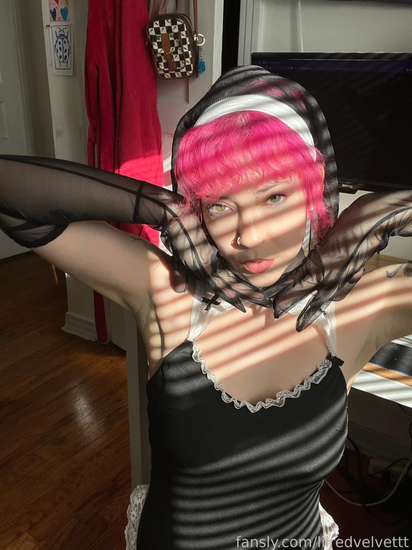 Naughty nun fyp religious nun pinkhair gloves 