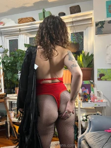 Warm up from the cold with my new red hot teddie photo set fishnets