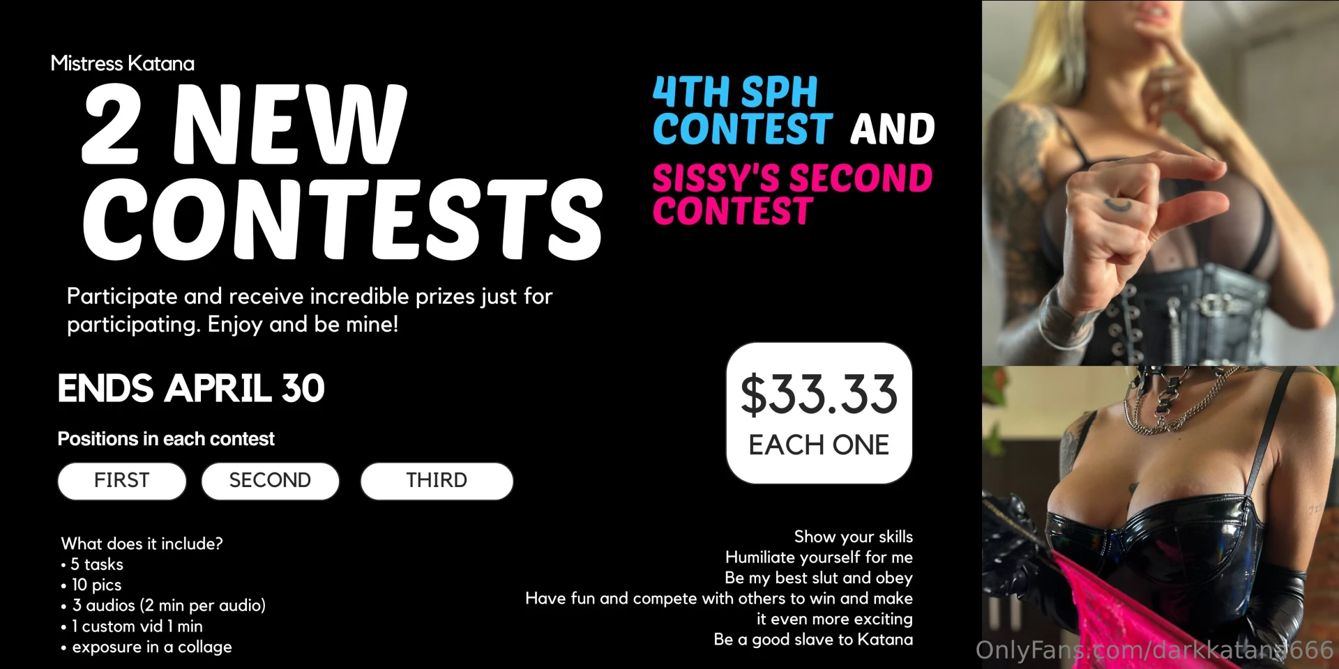 New contests enjoy obey and spend time with me receive many things at 