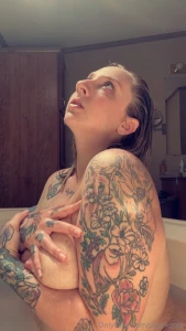 Would you join this tatted milf for a bubble bath part 1