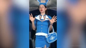 Stewardess strips naked for in flight entertainment in this custom