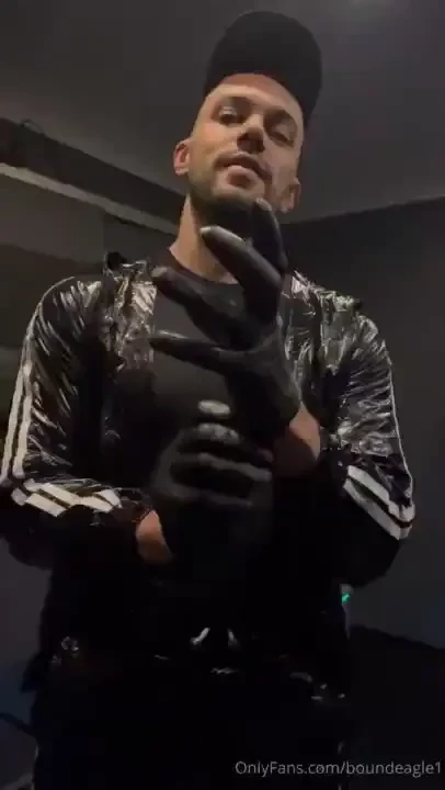 Smoking in shiny scally gear 