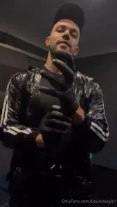 Smoking in shiny scally gear