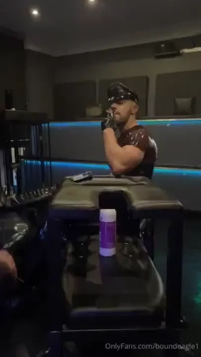 Pov of the slave being fucked on the fucking bench by me in full latex 