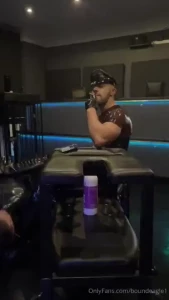 Pov of the slave being fucked on the fucking bench by me in full latex