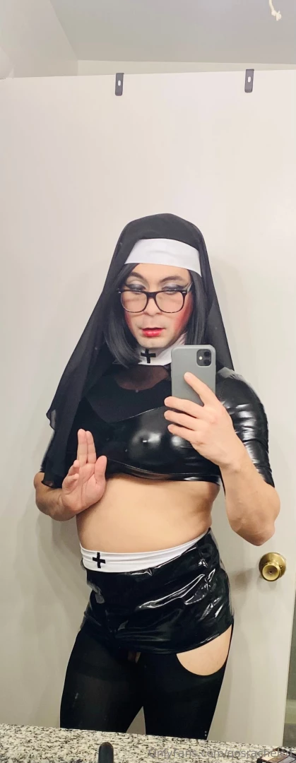 Naughty nun look nun cosplay sissy part 2 
