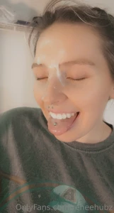 I look super happy with cum on my face