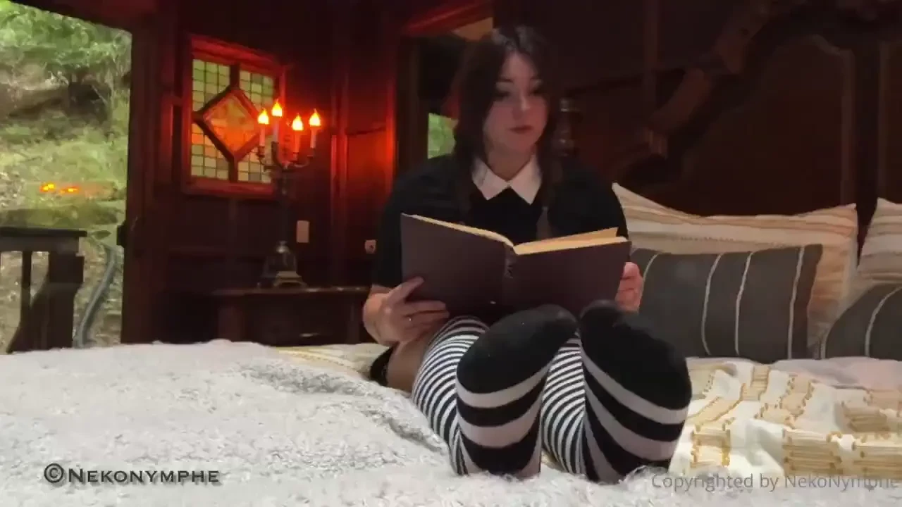 Wednesday adams feet fucks your cock so you ll finally leave her alone 