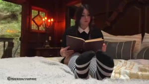 Wednesday adams feet fucks your cock so you ll finally leave her alone