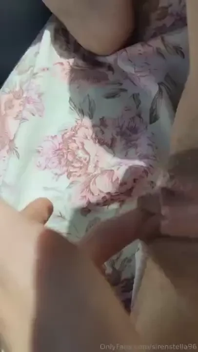 Playing with my wet pussy in the car of course i wore no panties with 