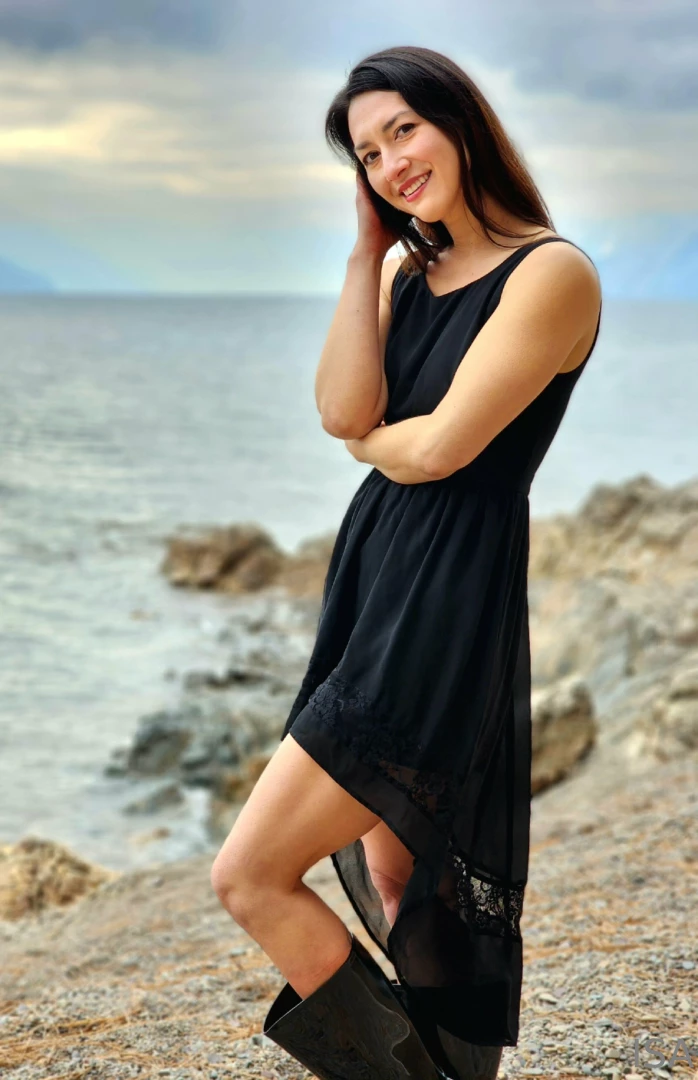 isabellovemodel - Black dress black boots lake and mountain views part 4 