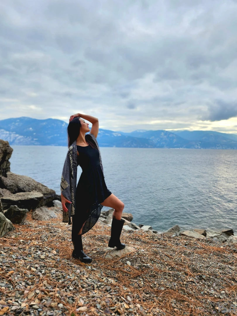 isabellovemodel - Black dress black boots lake and mountain views part 6 