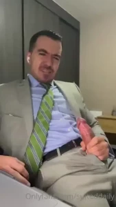 Suited and covered in cum let s go