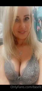 Fresh out of bed messy hair and morning cleavage