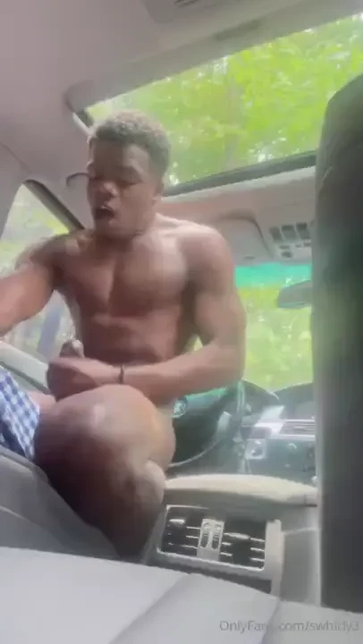 Milking my self at the car 