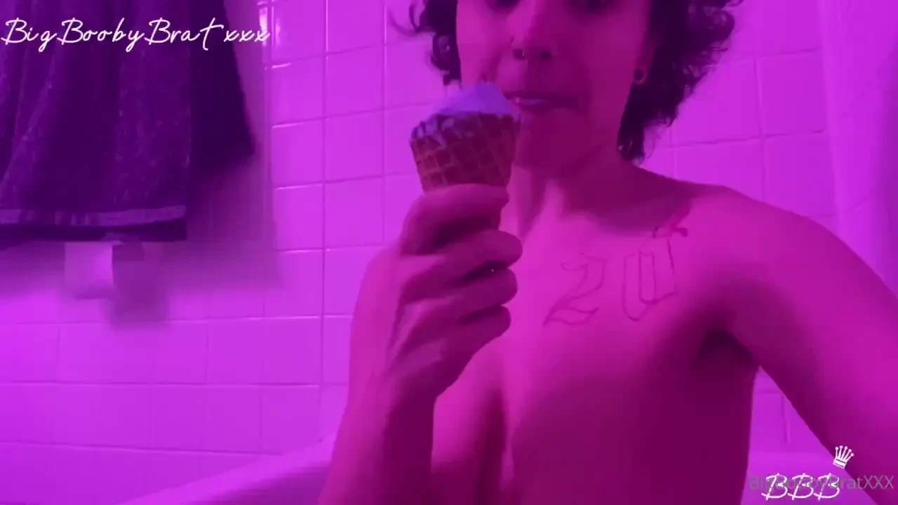 Eating ice cream naked in the bath 
