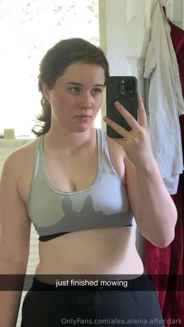 Alex is a sweaty girl after mowing the lawn her pussy tasted divine part 1 