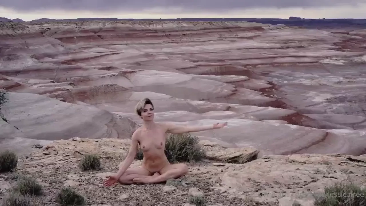 Amazing nude yoga in stunning nature location enjoy 