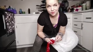 Sit to pop in leggings and crotchless lingerie machine inflation
