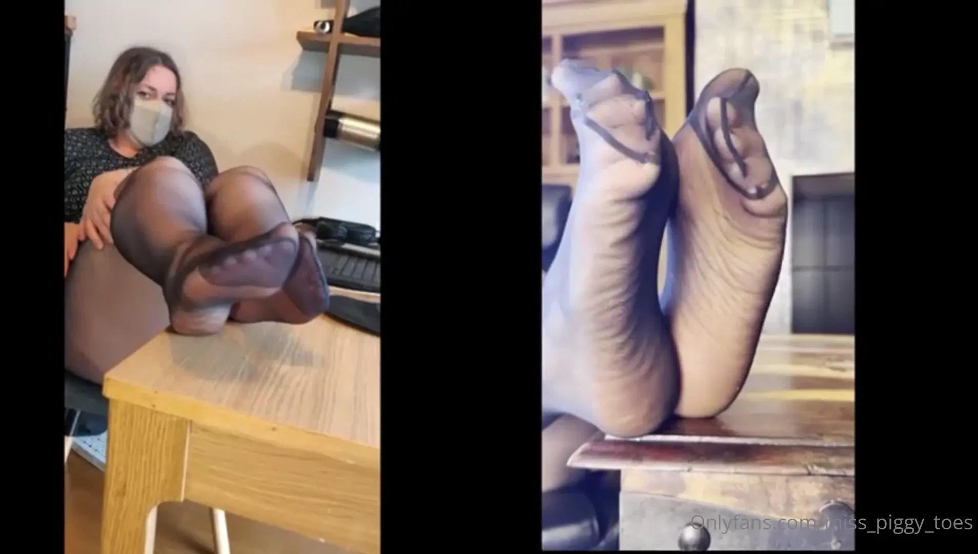 Sheer black pantyhose soft nylon soles and two goddess guiding you 