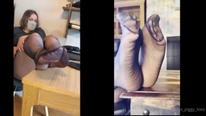 Sheer black pantyhose soft nylon soles and two goddess guiding you