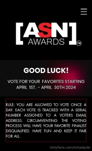 I made it to the finals for best male porn star for the asn awards