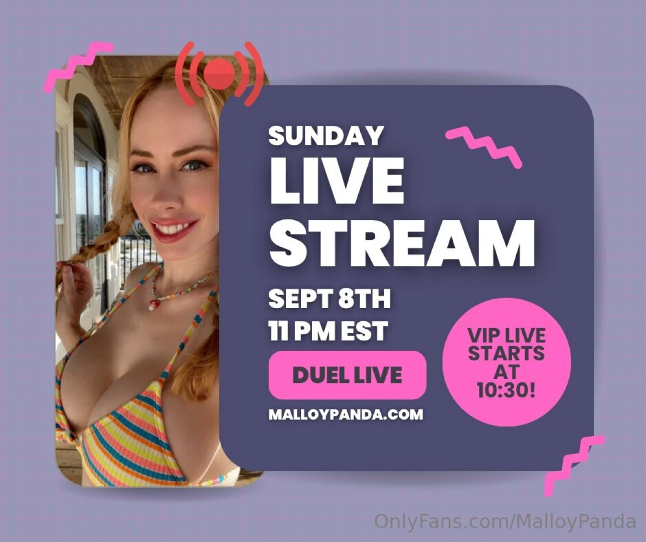 Live sunday sept 8th 10 30pm est on malloy panda keep reading live 