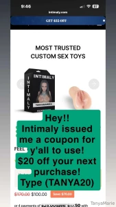 Hey intimaly issued me a coupon for y all to use 20 off your next