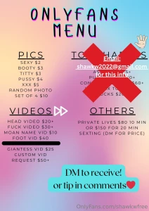 Onlyfans menu tip here or dm me to receive remember that vip members