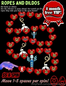 Ropes and dildos 5 per spin and move up to 5 spaces use the vibrator