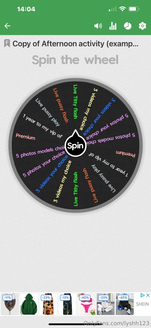 lyshh123 - Are you ready to play with me tip 15 and spin the wheel with me xxx 