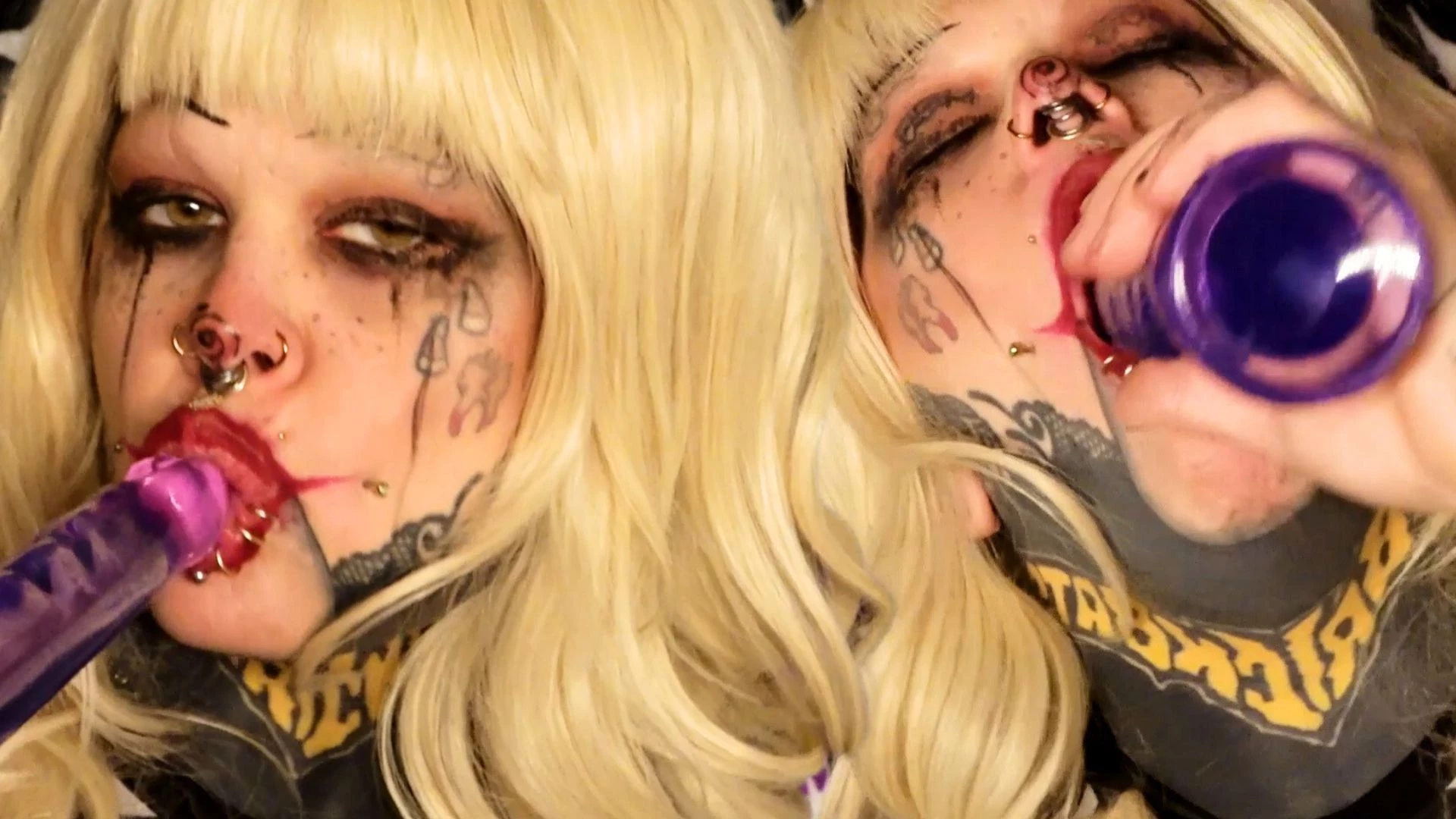 Goth clown vs alien dildo sloppy blowjob goth clown inkie has a 