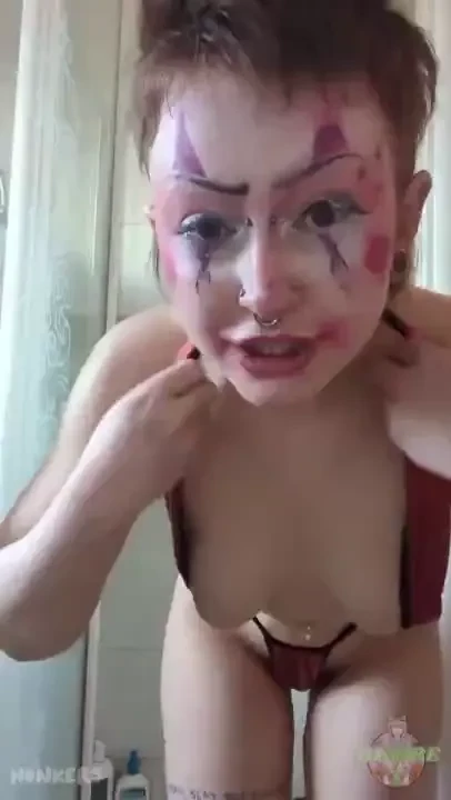 Wash off cum amp clown makeup in the shower video after filming a 
