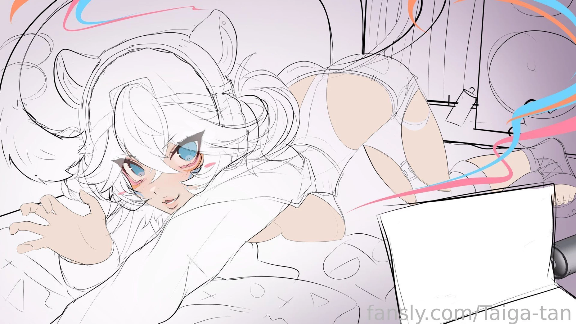 Getting a new promo pic for when i go live on fansly wip art by https 